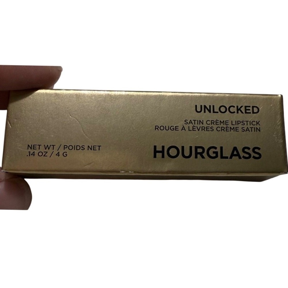 Hourglass Unlocked Satin Creme Lipstick Flora 330 Pink Red 0.14 oz NIB